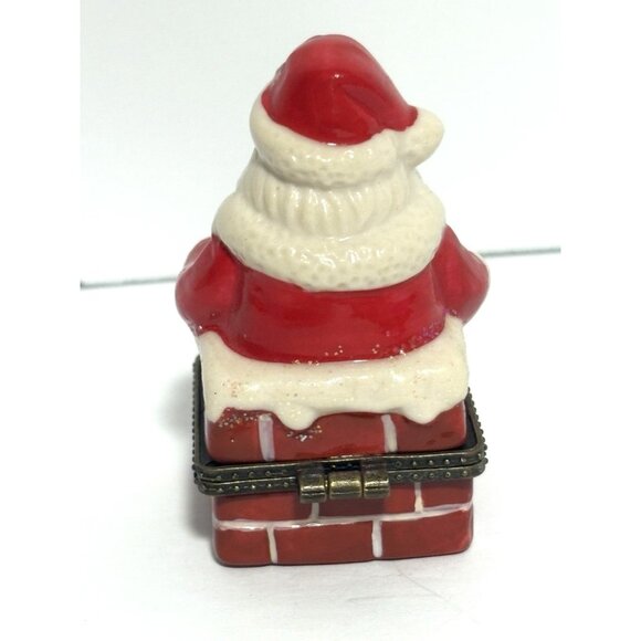 Santa Claus Chimney Hinged Trinket Box w/Bell Trinket Christmas - Picture 4 of 6